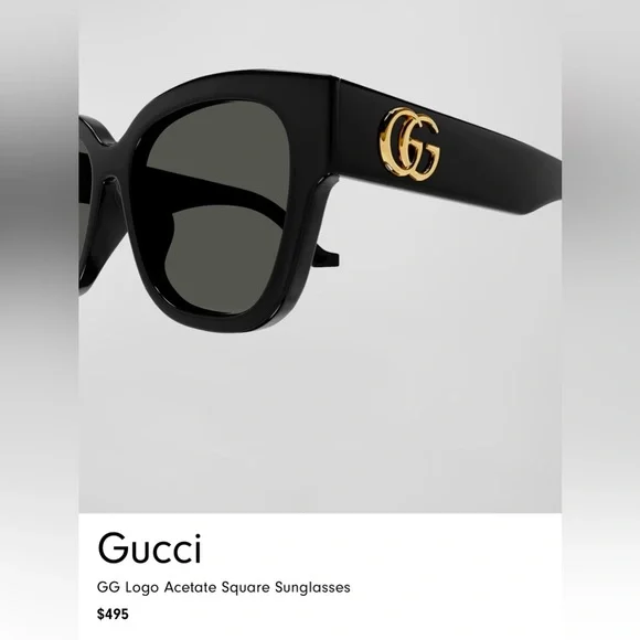 100% Authentic Gucci logo square sunglasses $495 retail! - Picture 2 of 6